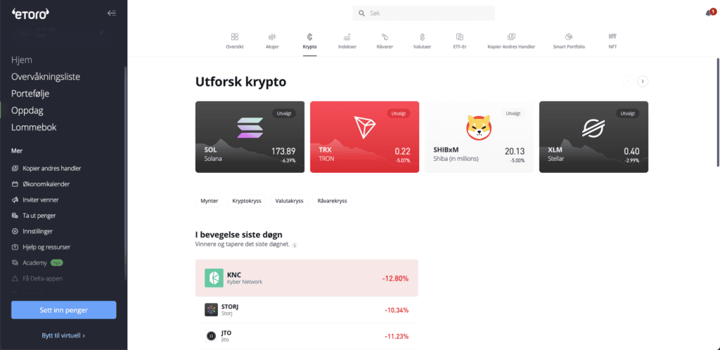 Første handel eToro