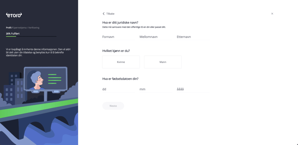Fyll ut detaljer eToro