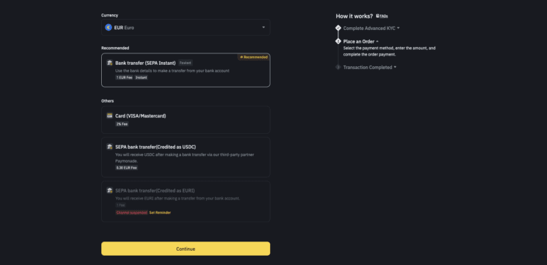 Sett inn penger Binance