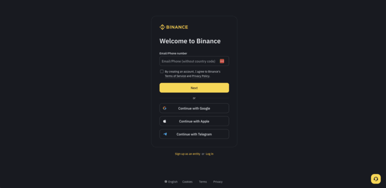 Registrering Binance
