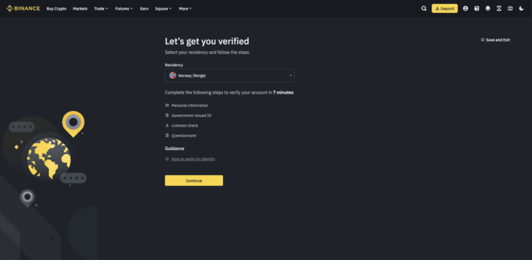 Verifiser Binance